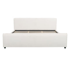 Luxury Upholstered Bed Frame With Curved Headboard & Footboard