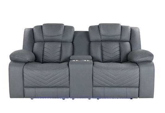 U7069 - Power Console Reclining Loveseat With LED And Immersive Sound - Gray