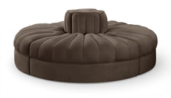 Rummi - Round Velvet Performance Fabric Upholstered 4 Piece Modular Sofa