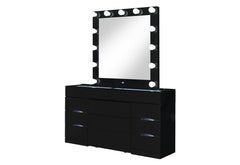 Ella - Vanity Set With Storage Stool - Black