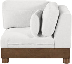 Turin - Chenille Fabric Upholstered Modular Corner Chair - Walnut Base