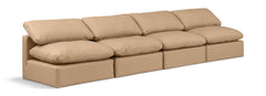 Indulge - Faux Leather 4 Piece Modular Armless Sofa - Tan