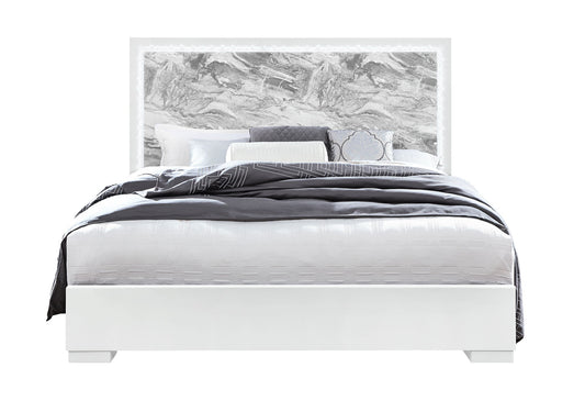 Naomi - King Bed With LED - Silver