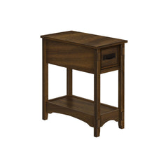 Accent End Table, 2 Tier, Narrow, Storage Drawer, Transitional - Walnut