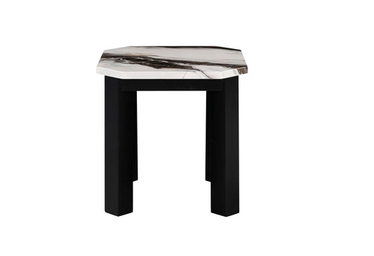 T06 - Coffee Table With End Table - Black / White