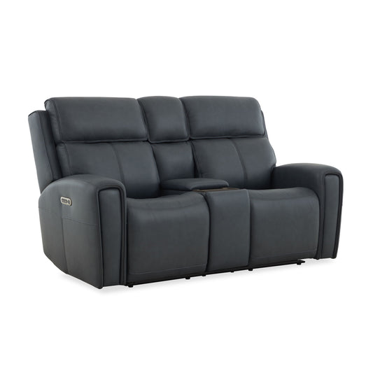Warren - Power Reclining Loveseat With Console, Power Headrest & Lumbar - Black