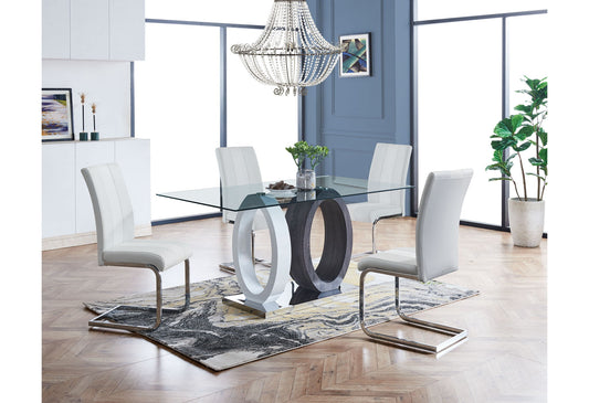 D1628 - 9 Piece Dining Room Set (Dining Table And 8 Dinning Chairs) - White