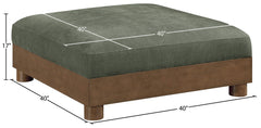 Turin - Chenille Fabric Upholstered Modular Ottoman - Walnut Base