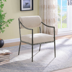Bastille - Upholstered Dining Arm Chair (Set of 2) - Silver Frame