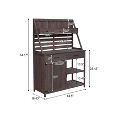 Potting Bench With 5 Drawer Storage And Slatted Back Panel, Garden Workstation - Brown