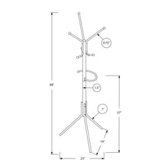 Coat Rack, Hall Tree, Free Standing, Hanging Bar, 6 Hooks, Entryway, Contemporary & Modern