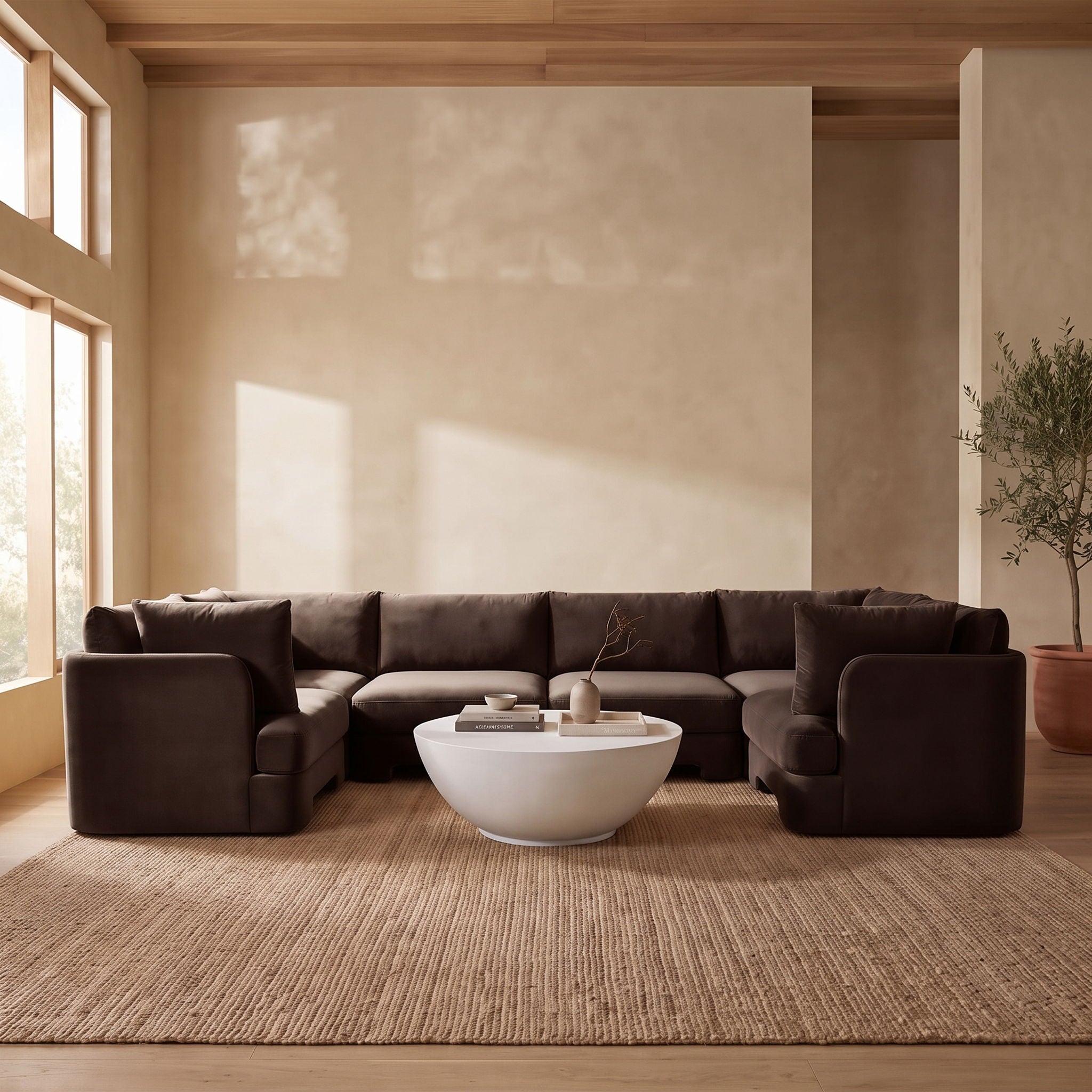 Hammond - Velvet Performance Fabric Upholstered 6 Piece U-Shaped Sectional