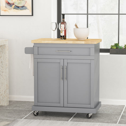 Negley - Contemporary Kitchen Cart With Wheels - Gray