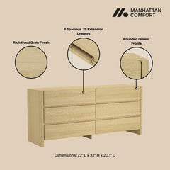 Linda - Double Wide Dresser With 6 Drawers