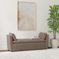 Robin - Upholstered Accent Bench With Armrests - Brown