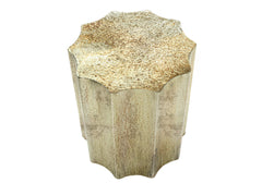 Drum Accent Side Table, Stylish Scalloped Design