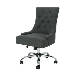 Glory Diamond Tufted Upholstered Office Chair With Rolling Casters And Sloped Arms - Dark Gray / Chrome