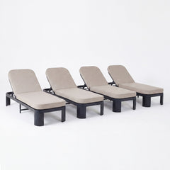 Outdoor Chaise Lounge With Cushion, 5 Position Adjustable Backrest