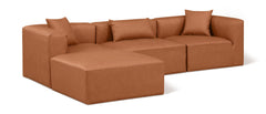 Cube - 4 Piece Modular Sectional With Chaise - Cognac