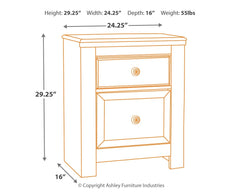 Paxberry - Whitewash - Two Drawer Night Stand