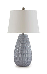 Kaidins - Ceramic Table Lamp - White / Blue
