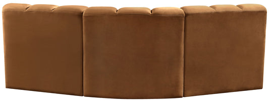 Arc - Velvet 3 Piece Modular Corner Sofa - Saddle