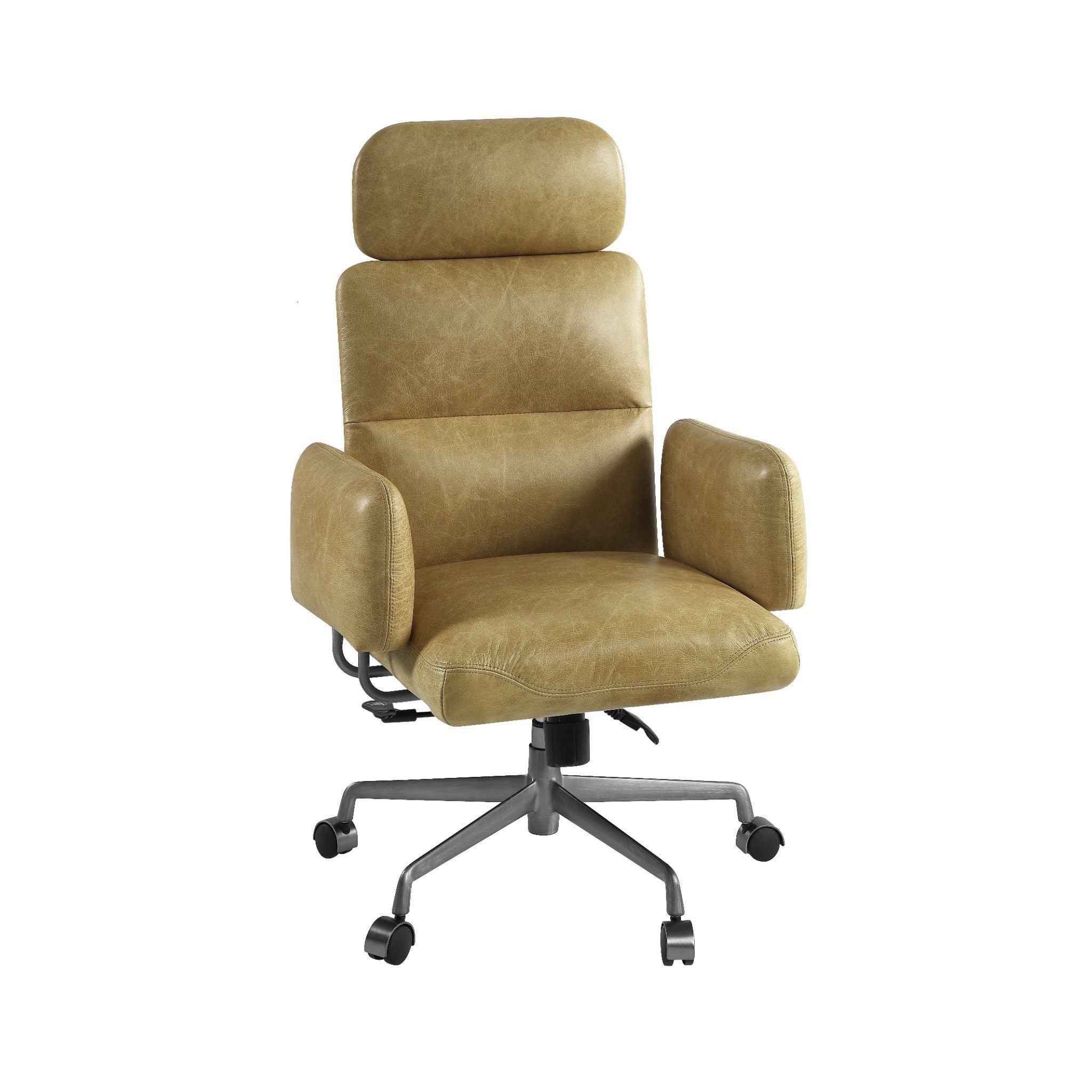 Davu Vintage Top Grain Leather & Iron Swivel Office Chair