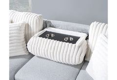 U0204 - Reversible Pull Out Sofa Bed - Light Gray / White