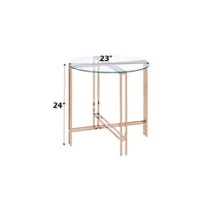 Veises - Clear Glass Top With End Table - Champagne