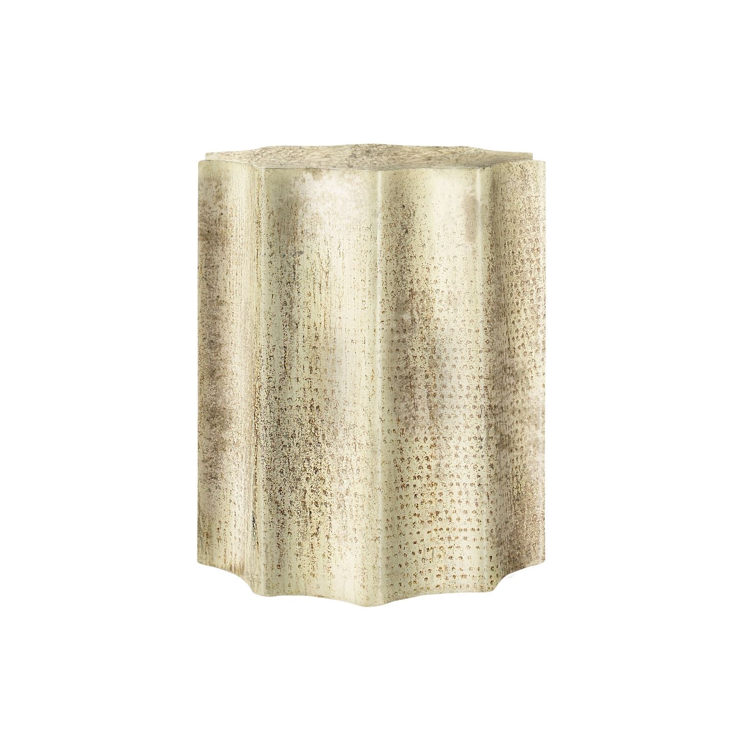Drum Accent Side Table, Stylish Scalloped Design