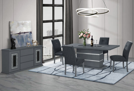 Monaco - 7 Piece Dining Room Set (Dining Table And 6 Dining Chairs) - Dark Gray