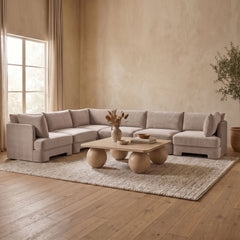 Hammond - Velvet Performance Fabric Upholstered 7 Piece U-Shaped Armless Sectional