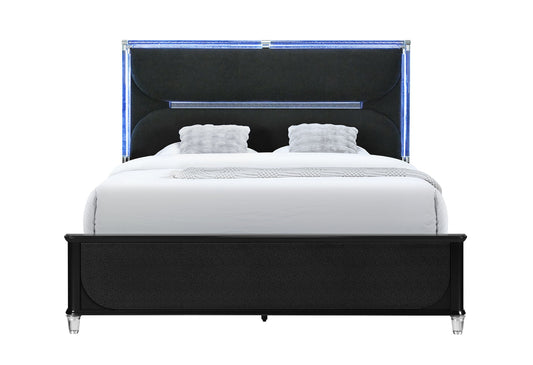 Lando - King Bed With Continuous LED - Black