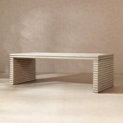 Veda - Geometric Waterfall Dining Table - White