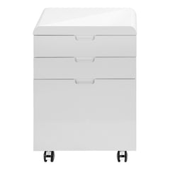 File Cabinet, Rolling Mobile, Storage Drawers, Printer Stand, Office, Work, Glossy Contemporary, Modern - White