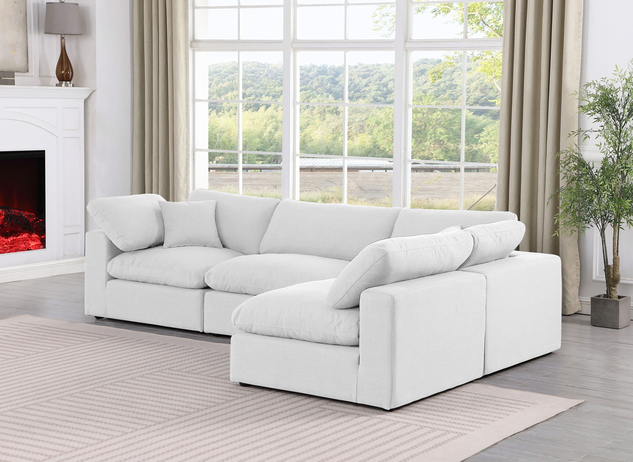 Comfy - 4 Piece Linen Fabric Modular Armless Sectional