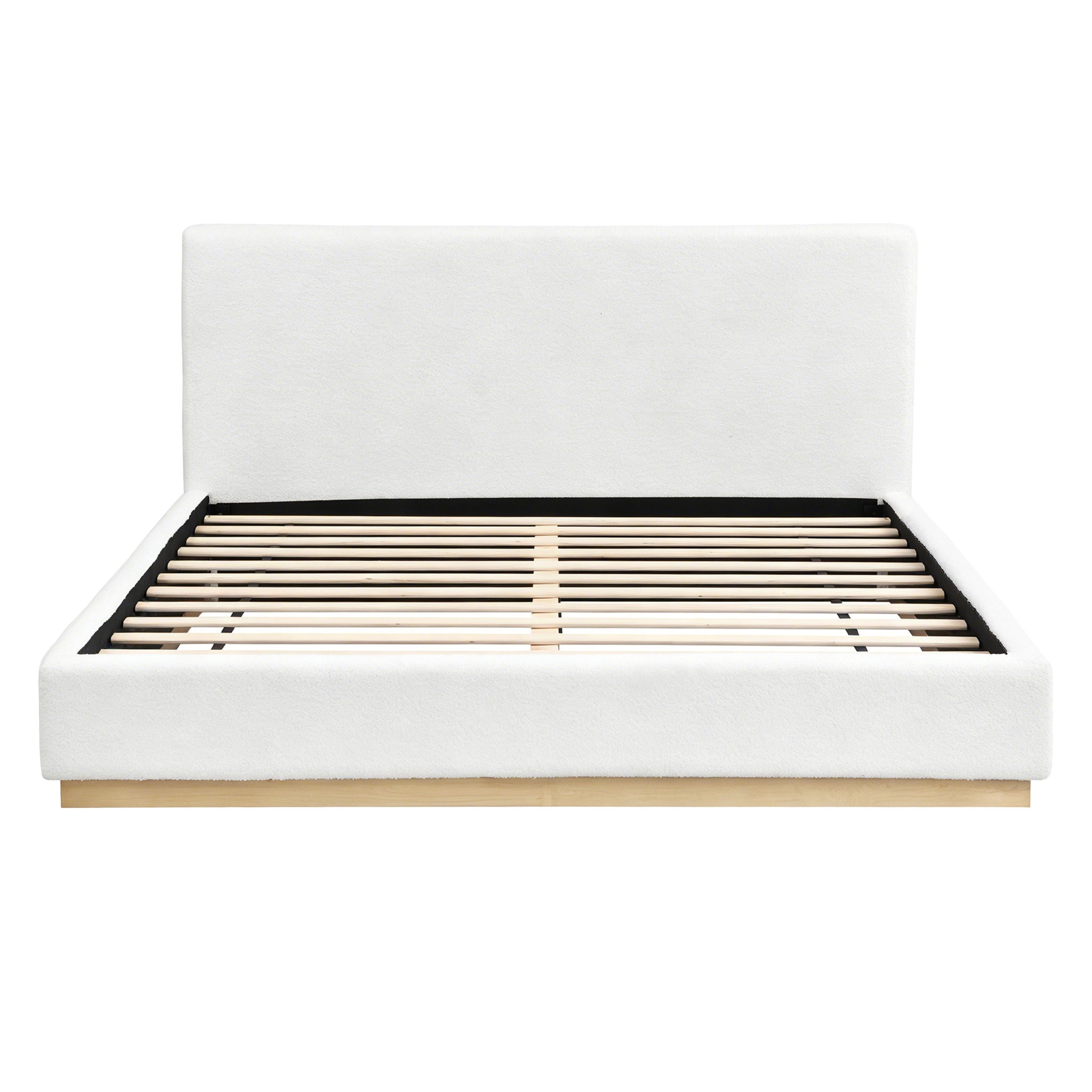 Queen Upholstered Bed - Natural / White