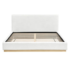 Queen Upholstered Bed - Natural / White