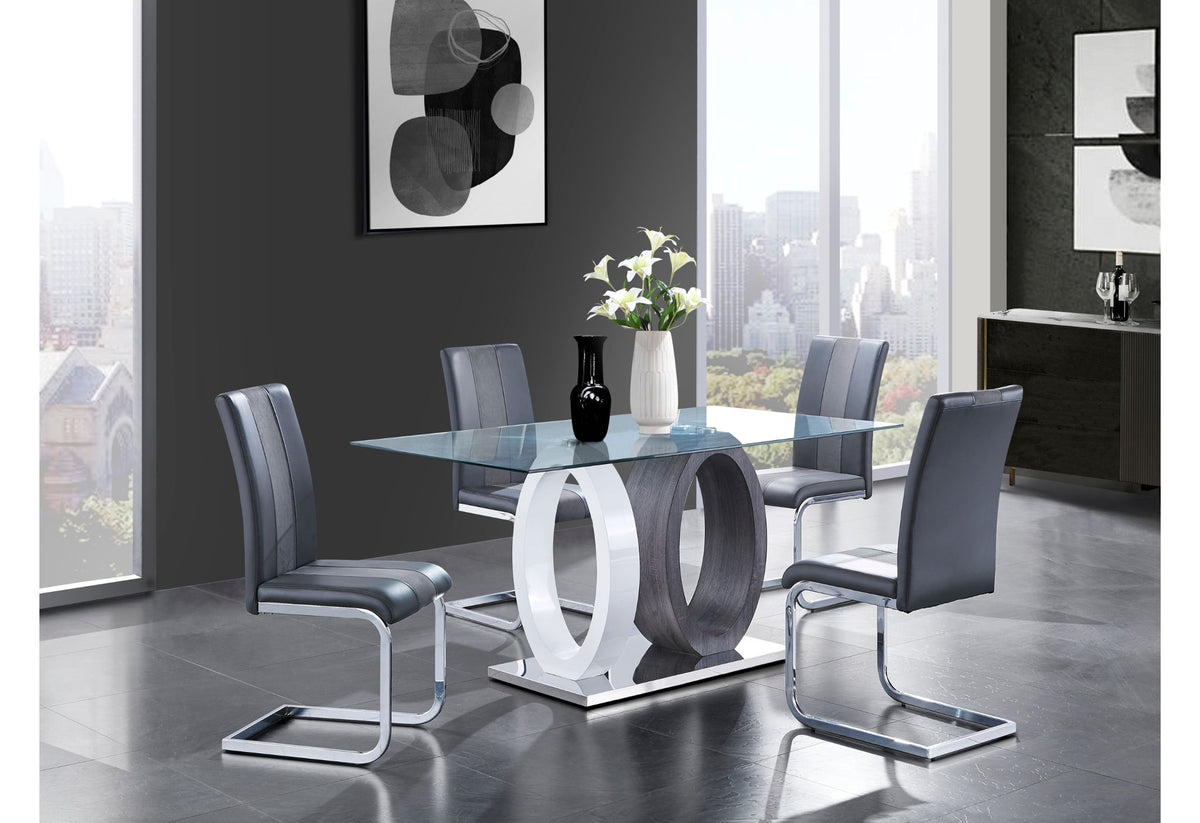 D1628 - 7 Piece Dining Room Set (Dining Table And 6 Dining Chairs) - Gray