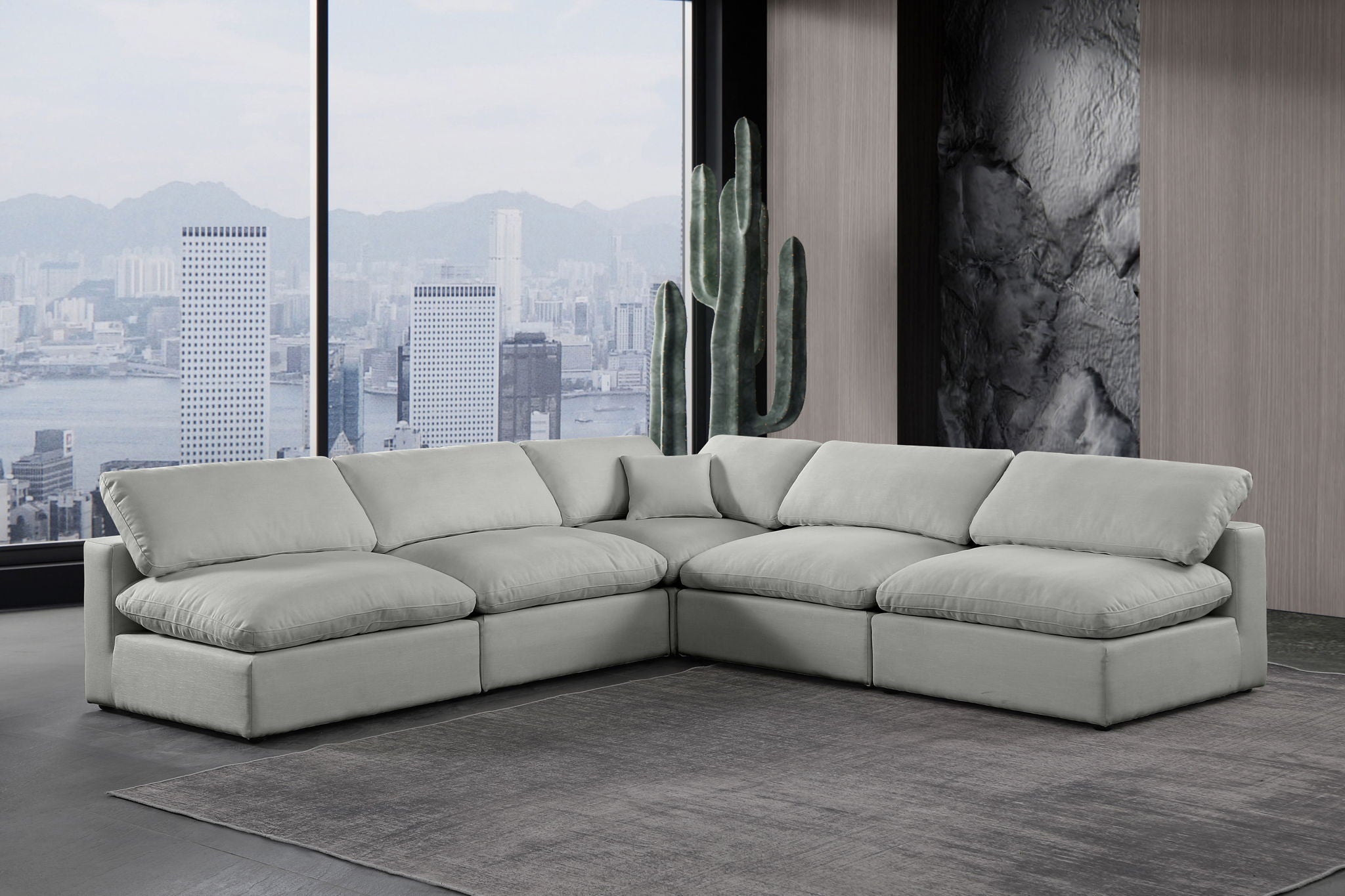Comfy - 5 Piece Linen Modular Corner Armless Sectional