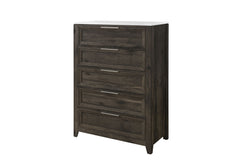 Mariah - 5 Piece King Bedroom Set (Bed, Dresser & Mirror, Nightstand, Chest) - Dark Brown