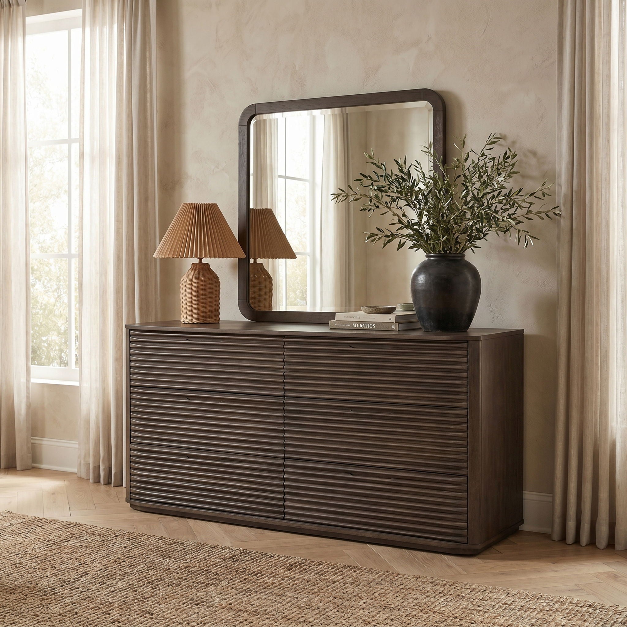 Morino - Oak Veneer And Solid Wood Dresser - Brown