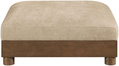 Turin - Chenille Fabric Upholstered Modular Ottoman - Walnut Base