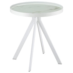 Briggs - Round Marble Printed Glass Top End Side Table