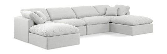 Indulge - Linen 6 Piece Modular Double Chaise Sectional - White