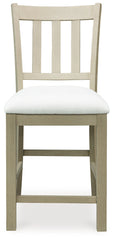Calmoro - Upholstered Barstool (Set of 2) - Off White / Gray