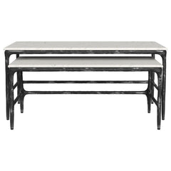 Ebby - 2 Piece Genuine Marble Top Nesting Coffee Tables - White