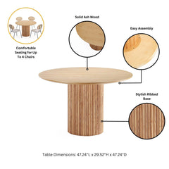 Hathaway - Round Dining Table With Ribbed Base