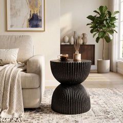 Side Table With Speckled Ribbed Texture