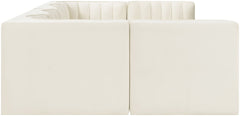 Rummi - Armless Velvet Performance Fabric Upholstered 6 Piece Modular Sectional
